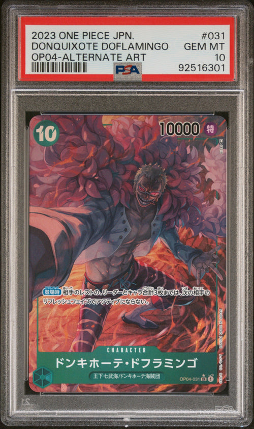 One Piece JP Donquixote Doflamingo Alternate Art 2023 OP04-031 PSA10