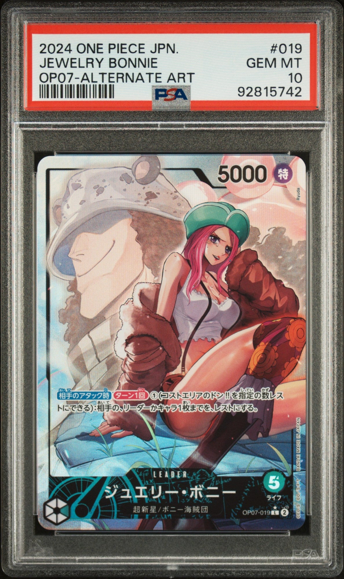One Piece JP Jewelry Bonney Alternate Art 2024 OP07-019 PSA10